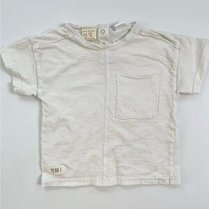 Zara White Short Sleeve Pocket Tee